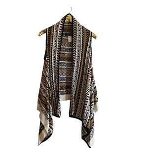 Blue Rain Boutique Black White Brown Patterned Vest